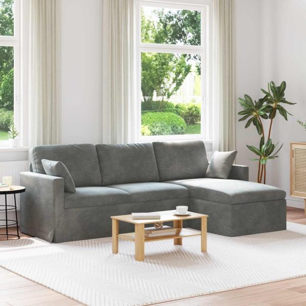 ARDEBO.de - Sofa Dunkelgrau 228 x 134 x 80 cm Samt