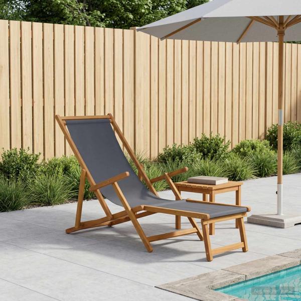 ARDEBO.de - Klappbare Sonnenliege 3 Position Massives Eukalyptus Holz Grau