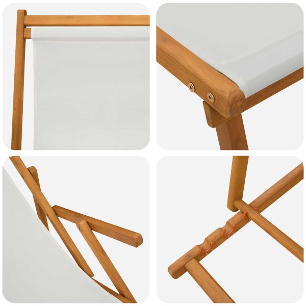 Klappbare Sonnenliege 3 Position Massives Eukalyptus Holz Creme