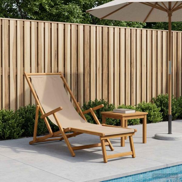 ARDEBO.de - Klappbare Sonnenliege 3 Position Massives Eukalyptus Holz Taupe