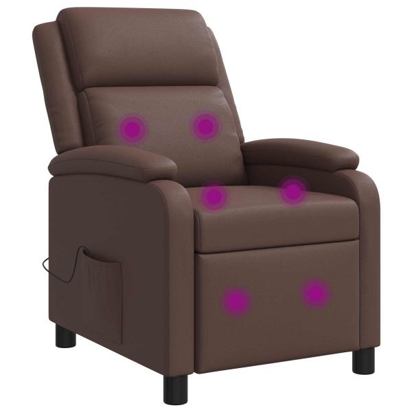 Massage Relaxsessel Braun Kunstleder