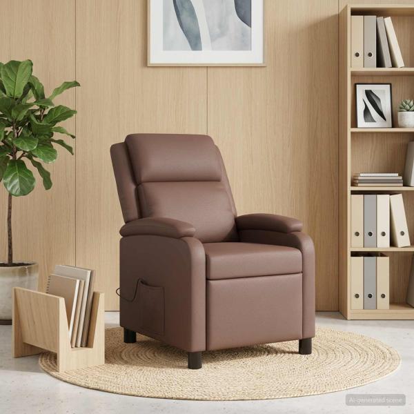 Massage Relaxsessel Braun Kunstleder
