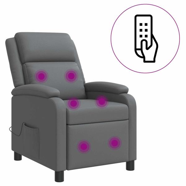 Massage Relaxsessel Grau Kunstleder