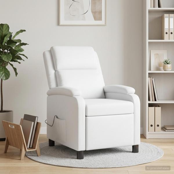 Massage Relaxsessel Weiß Kunstleder