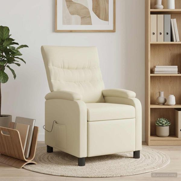 Massage Relaxsessel Creme Kunstleder