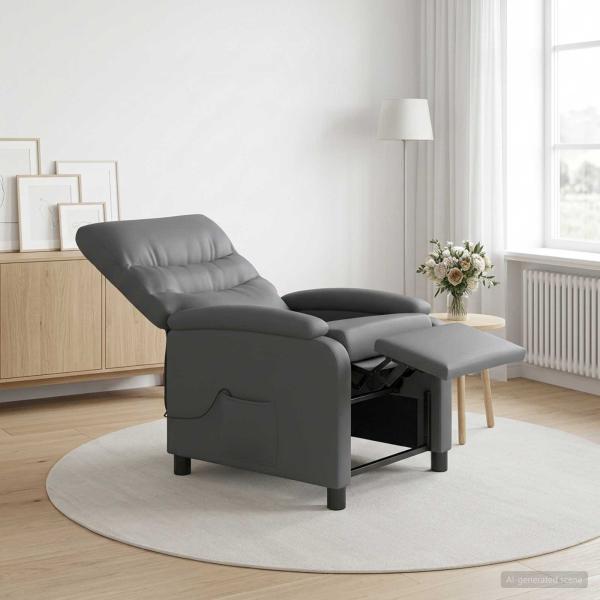 Massage Relaxsessel Grau Kunstleder