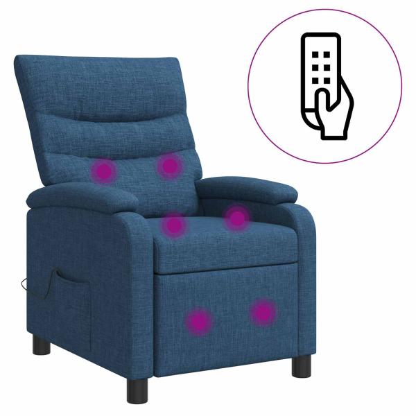 Massage Relaxsessel Blau Stoff