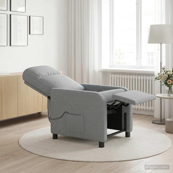 ARDEBO.de - Massage Relaxsessel Hellgrau Stoff