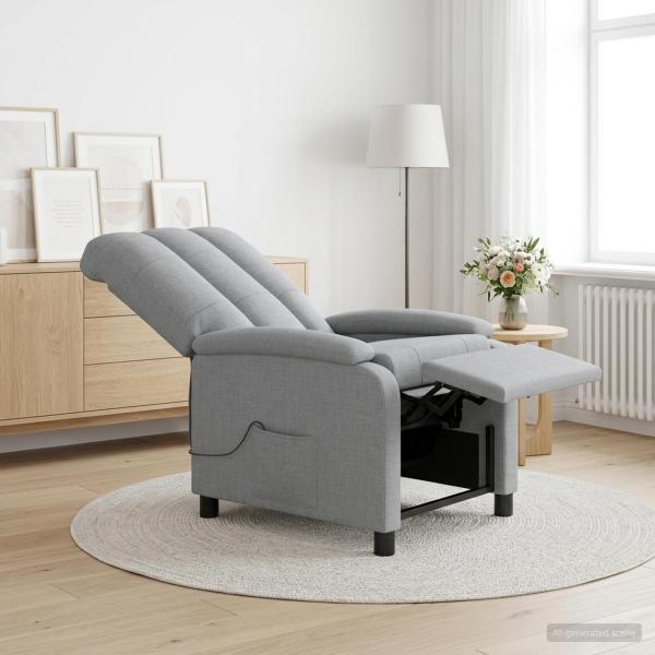 Massage Relaxsessel Hellgrau Stoff