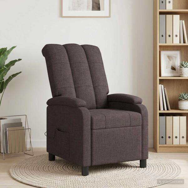 Massage Relaxsessel Dunkelbraun Stoff