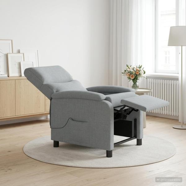 ARDEBO.de - Massage Relaxsessel Hellgrau Stoff
