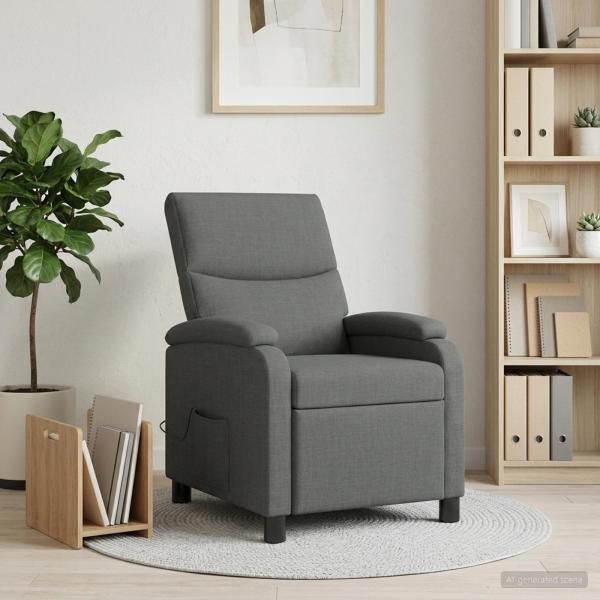 Massage Relaxsessel Dunkelgrau Stoff