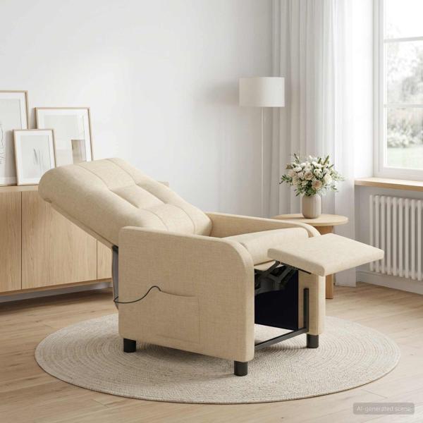 Massage Relaxsessel Creme Stoff