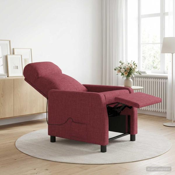 Massage Relaxsessel Weinrot Stoff