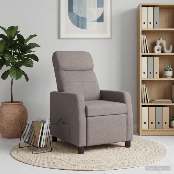 Massage Relaxsessel Taupe Stoff