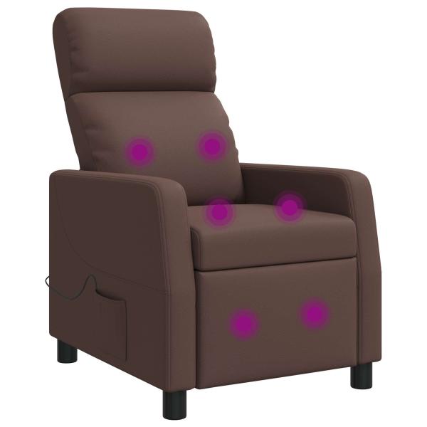 Massage Relaxsessel Braun Kunstleder