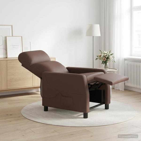 Massage Relaxsessel Braun Kunstleder