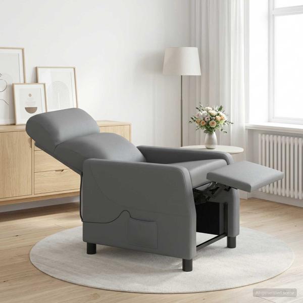 Massage Relaxsessel Grau Kunstleder