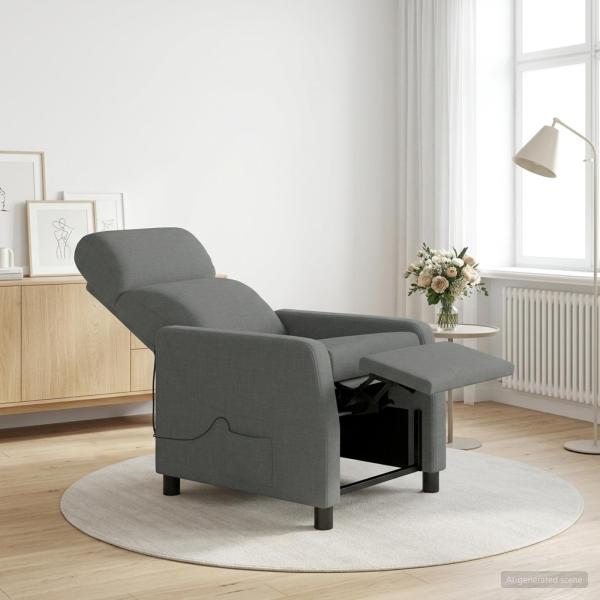Massage Relaxsessel Dunkelgrau Stoff