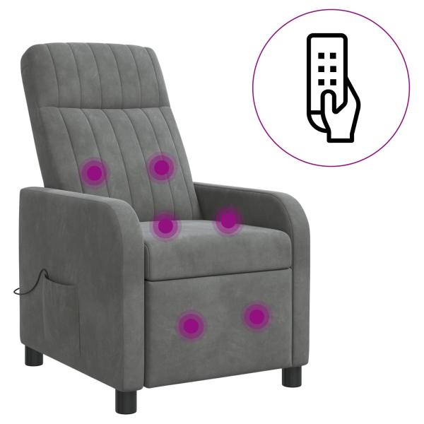 Massage Relaxsessel Dunkelgrau Samt (V)