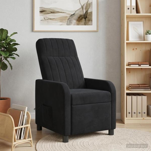 Massage Relaxsessel Schwarz Samt (V)