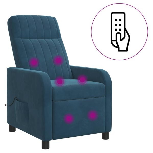 Massage Relaxsessel Blau Samt (V)