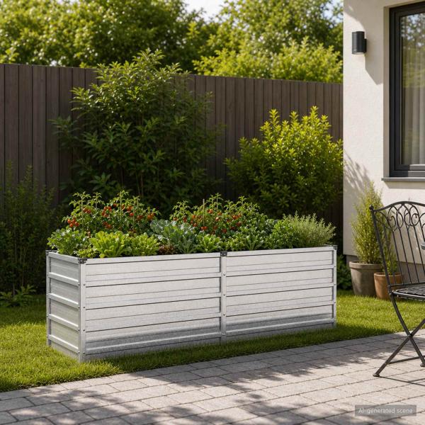 ARDEBO.de - Hochbeet im Garten Verzinktes Silber 163 x 40 x 55 cm Stahl