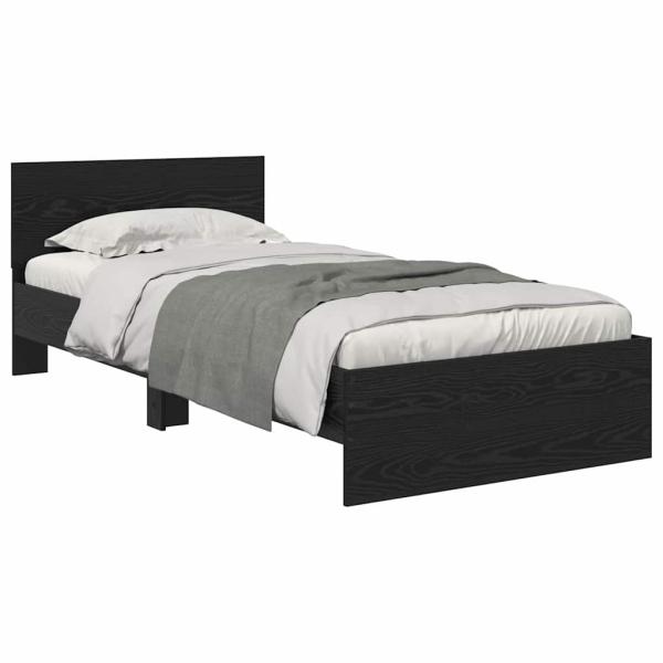 Bettrahmen Schwarz Eichen-Optik 90 x 200 cm Holzwerkstoff