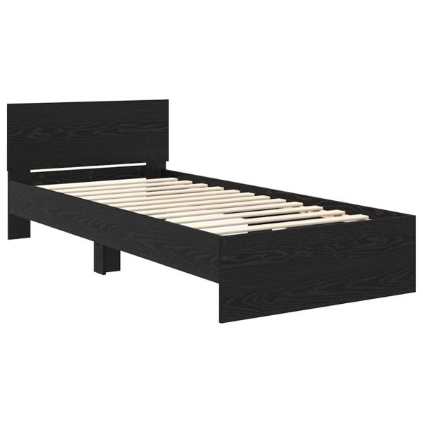 Bettrahmen Schwarz Eichen-Optik 90 x 200 cm Holzwerkstoff