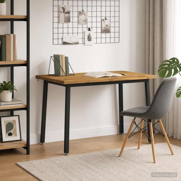 90 x 55 x 75 cm Massivholz Akazie Weiß und Schwarz Rechtwinklig