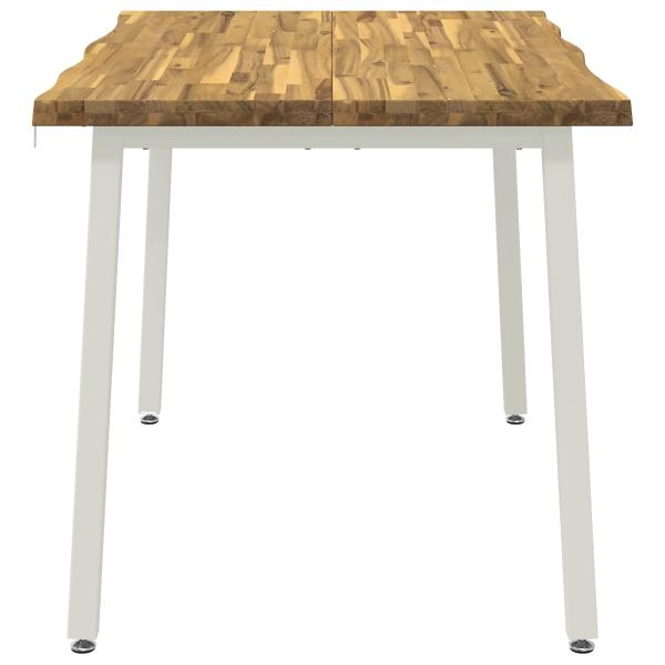90 x 55 x 75 cm Massivholz Akazie Weiß Rechtwinklig