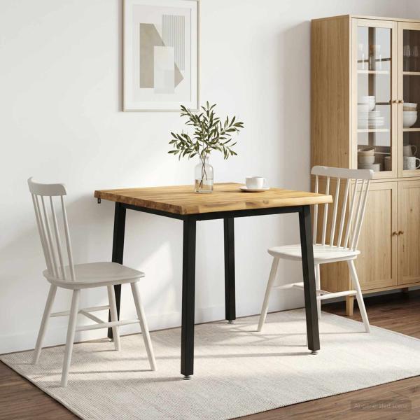 ARDEBO.de - 70 x 70 x 75 cm Massivholz Akazie Weiß und Schwarz Quadratisch