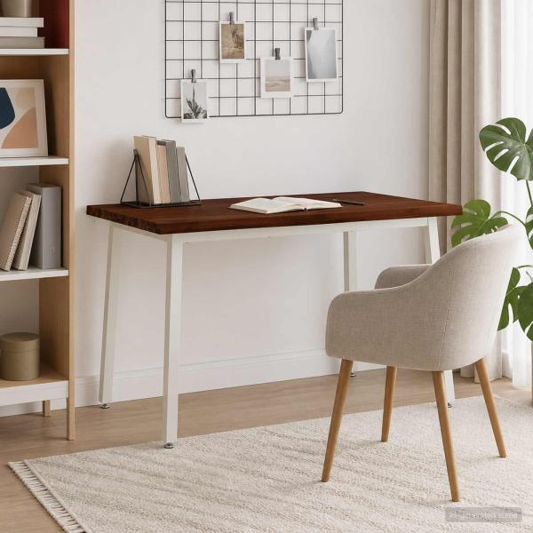 120 x 70 x 75 cm Massivholz Akazie Dunkelbraun und Weiß