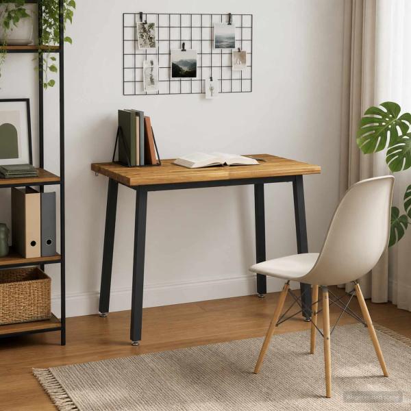 ARDEBO.de - 90 x 55 x 75 cm Massivholz Akazie Weiß und Schwarz Rechtwinklig