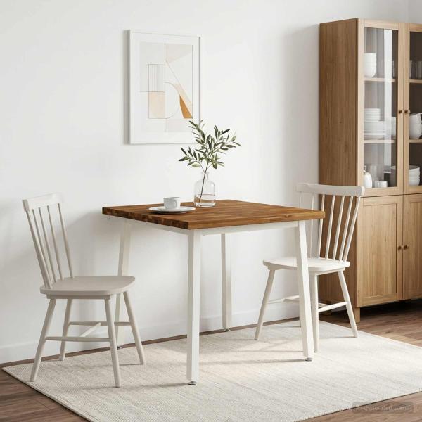 ARDEBO.de - 70 x 70 x 75 cm Massivholz Akazie Natürlich und Weiß
