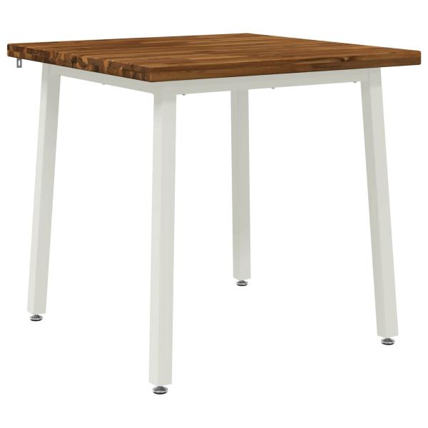 70 x 70 x 75 cm Massivholz Akazie Natürlich und Weiß