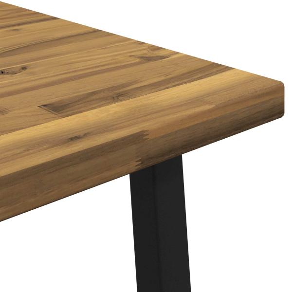 70 x 70 x 75 cm Massivholz Akazie Weiß und Schwarz Quadratisch