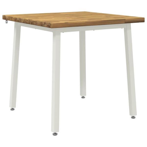 70 x 70 x 75 cm Massivholz Akazie Weiß Quadratisch