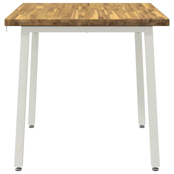70 x 70 x 75 cm Massivholz Akazie Weiß Quadratisch