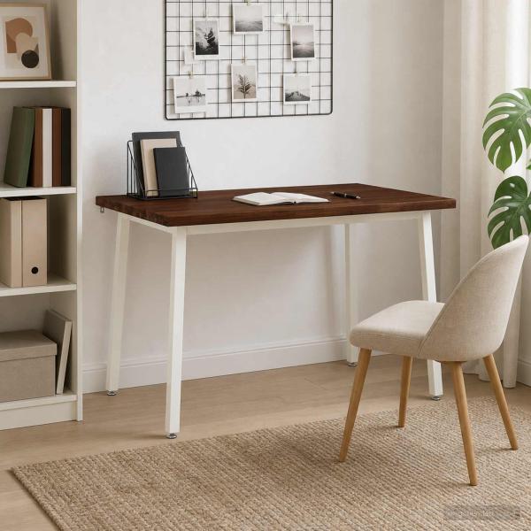 120 x 70 x 75 cm Massivholz Akazie Dunkelbraun und Weiß