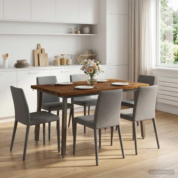 120 x 80 x 75 cm Massivholz Akazie Natur und Kaffee