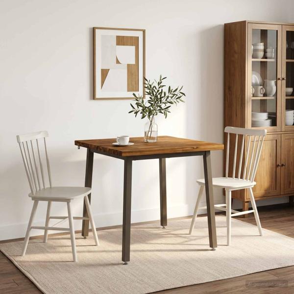 ARDEBO.de - 90 x 90 x 75 cm Massivholz Akazie Natur und Kaffee Quadratisch