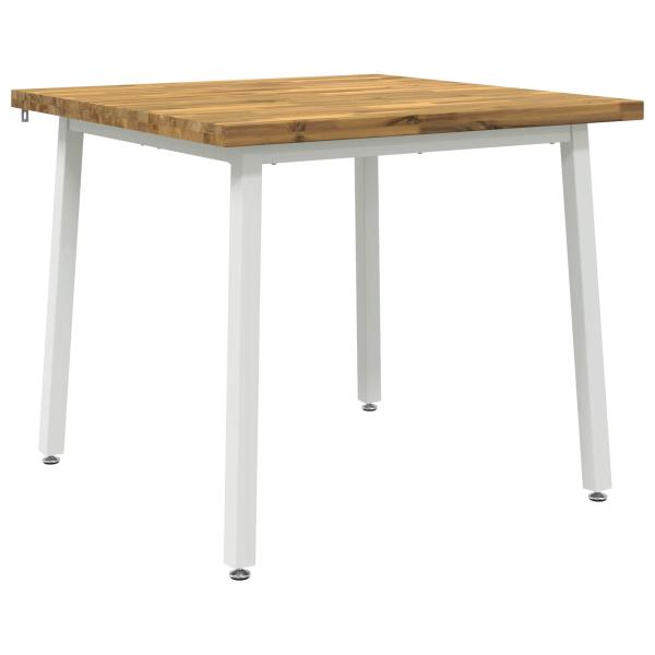 Quadratischer Esstisch 90 x 90 x 75 cm Massivholz Akazie Weiß