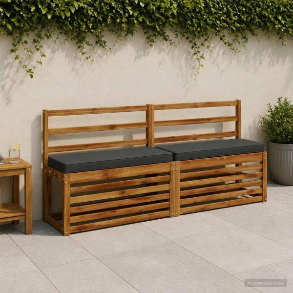 ARDEBO.de - 2-teilige Bankkissen VUGHT 2 pcs 100 % Polyester Anthrazit