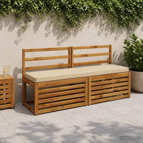 ARDEBO.de - 2-teilige Bankkissen VUGHT 2 stk. 100 % Polyester Beige