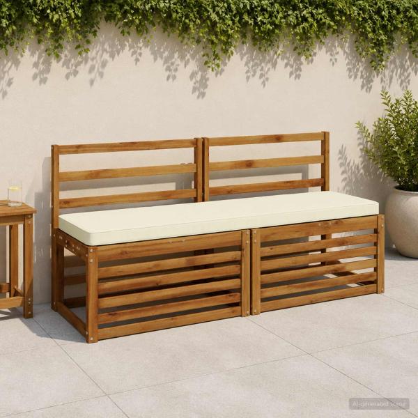 ARDEBO.de - 2-teilige Bankkissen VUGHT 2 stk. 100 % Polyester Creme