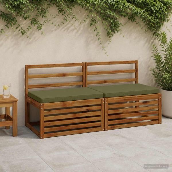 ARDEBO.de - 2-teilige Bankkissen VUGHT 2 stk. 100 % Polyester Olivgrün
