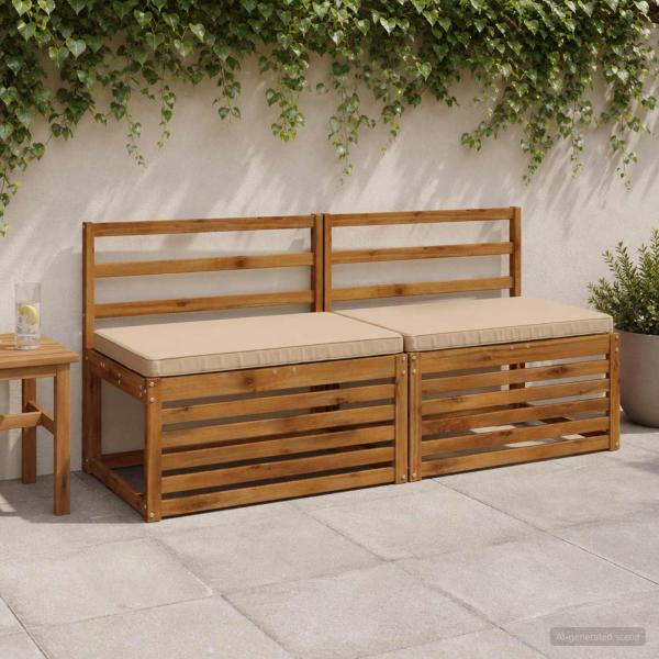 ARDEBO.de - 2-teilige Bankkissen VUGHT 2 stk. 100 % Polyester Sand