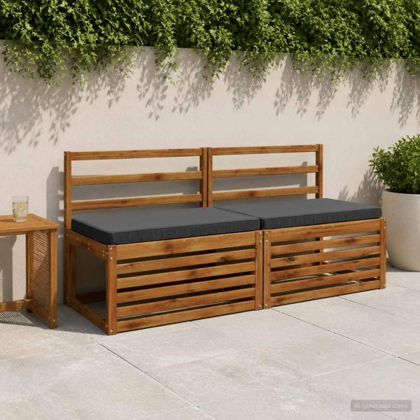 ARDEBO.de - 2-teilige Bankkissen VUGHT 2 stk. 100 % Polyester Anthrazit