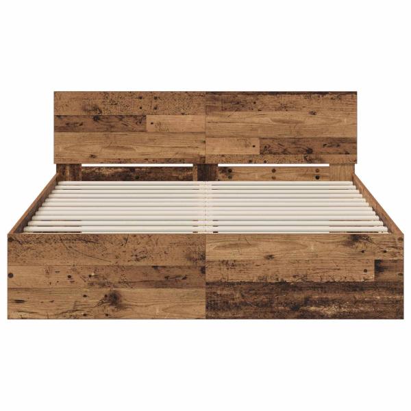 Bettgestell mit Kopfteil Altholz 135 x 190 cm Holzwerkstoff